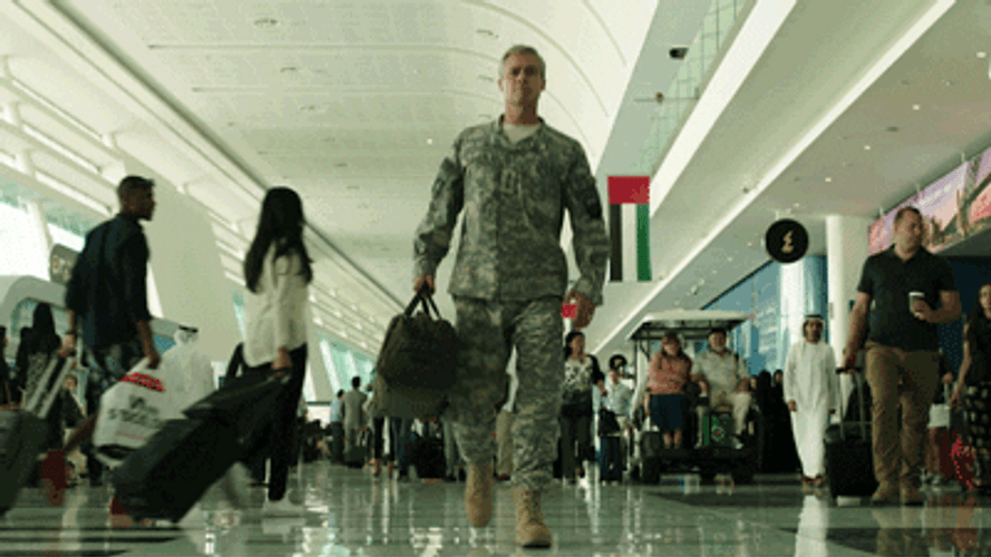 War Machine General Glen McMahon At Airport GIF