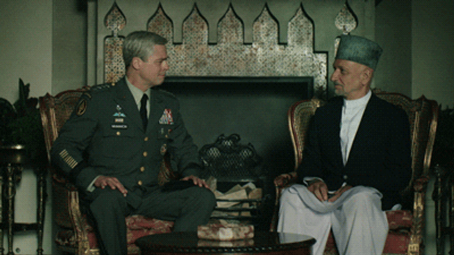 War Machine Glen McMahon With President Hamid Karzai GIF