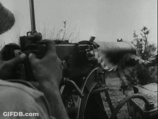 War Machine Gun In Grayscale GIF