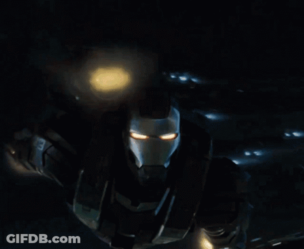 War Machine Shooting While Flying GIF
