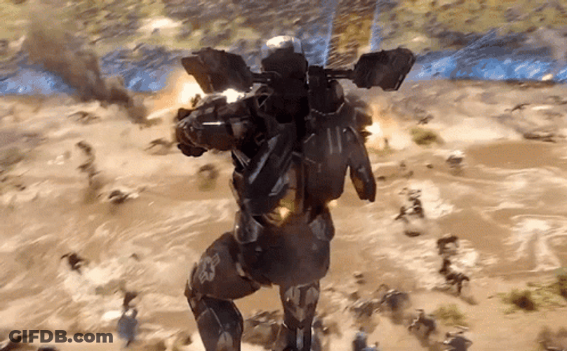 War Machine Striking Enemies From Above GIF