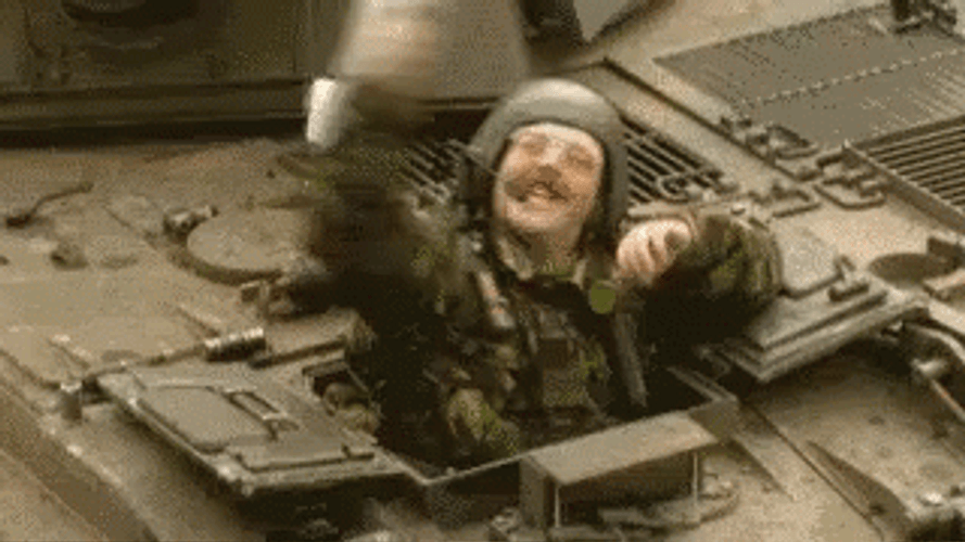 War Tanker Waving His Towel White Flag GIF