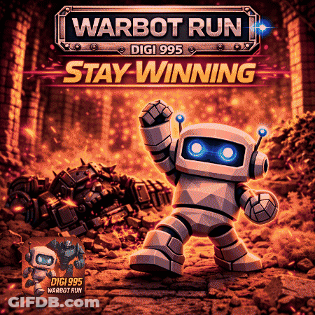 Warbot Run Poster Robot With Blue Eyes GIF