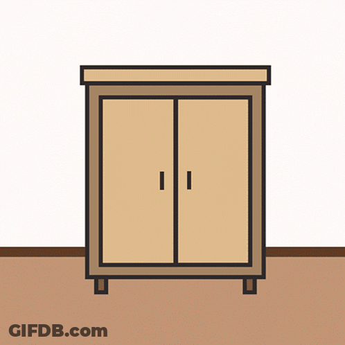 Wardrobe With Doors Open And Clothes Inside GIF