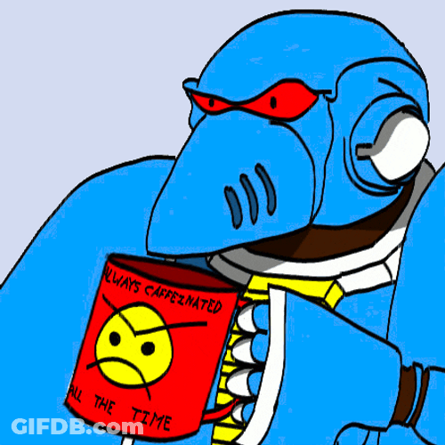 Warhammer Bill Holding Coffee Cup GIF
