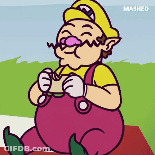 Wario Eating Sandwich GIF
