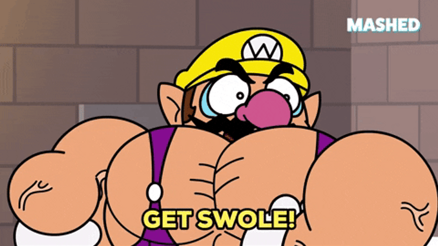 Wario Flexing Muscles GIF