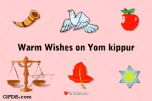 Warm Wishes On Yom Kippur Pink Background GIF
