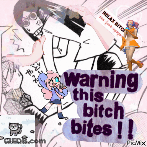 Warning Sign Says This Bitch Bites GIF