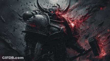 Warrior With Horns Holding Hammer GIF