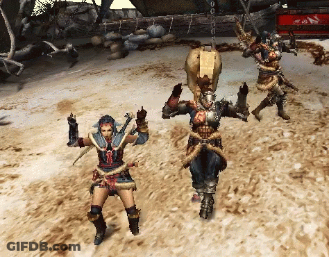 Warriors With Arms Outstretched In Sand GIF