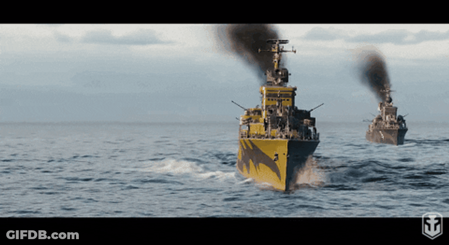 Warship Fleet Sailing GIF