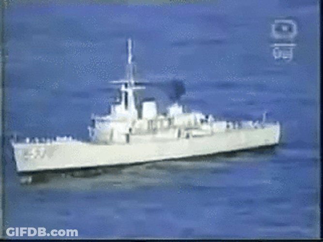Warship Hit By Torpedo GIF