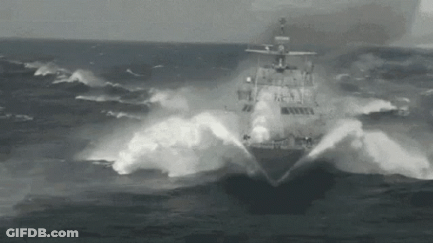 Warship Making Splashes GIF
