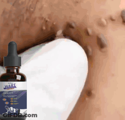 Wart Remover Bottle Next To Neck GIF