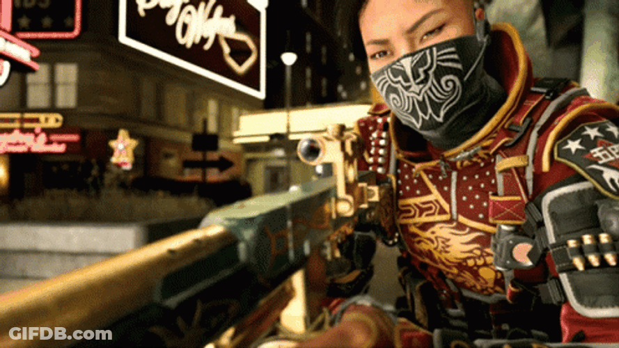 Warzone Asian With Gold Gun GIF