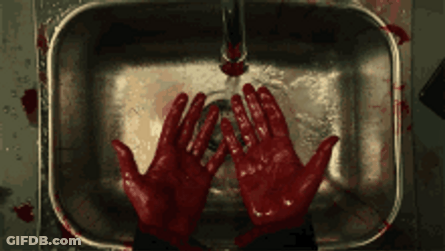 Washing Hands Full Of Blood GIF