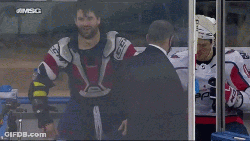 Washington Capitals Hockey Players Sitting On Bench GIF