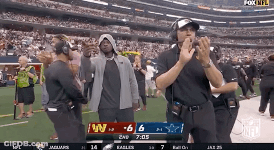Washington Commanders Coach Claps Hand Looks Player GIF