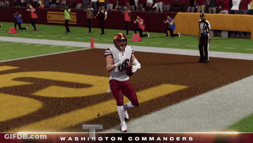Washington Commanders Player Running With Ball GIF