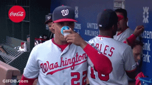 Washington Nationals Baseball Player Drinking Coca Cola GIF
