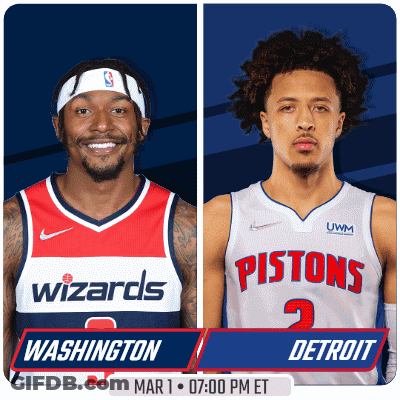 Washington Wizards Vs Detroit Pistons Mar 1 07:00 PM ET GIF