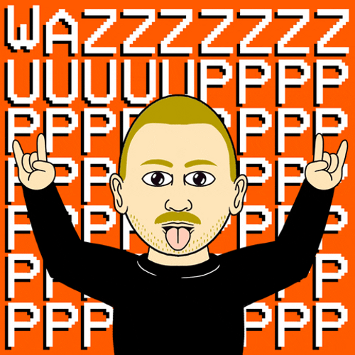 Wassup Cartoon Man Hands Up Tongue Out GIF