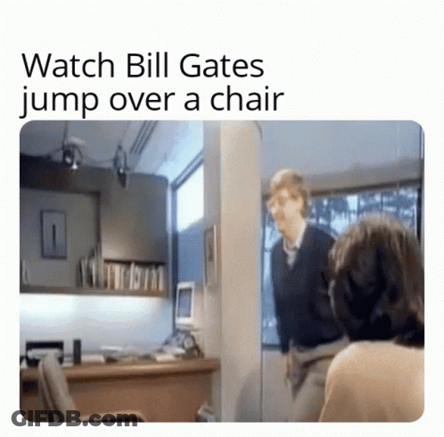 Watch Bill Gates Jump Over A Chair GIF