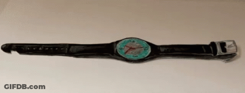 Watch With Black Band And Green Face GIF
