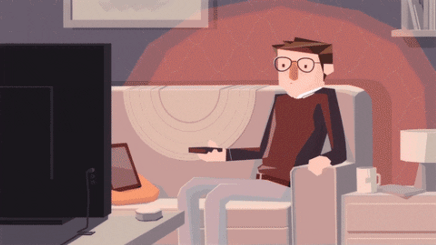 Watching TV In Couch Animation GIF