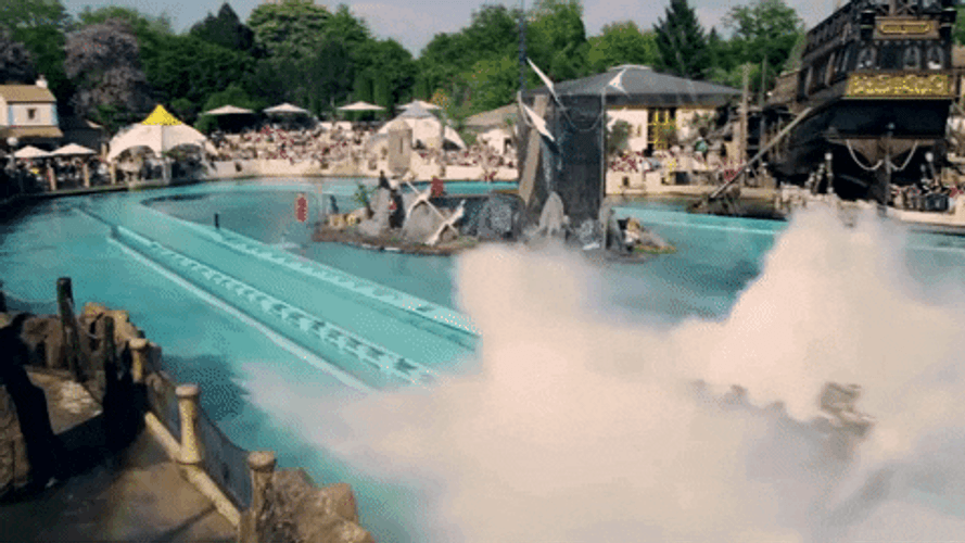 Water Coaster At Theme Park GIF