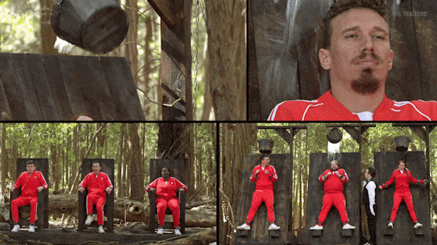 Water Drenched Game Show Contestants GIF