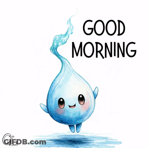 Water Drop Saying Good Morning GIF
