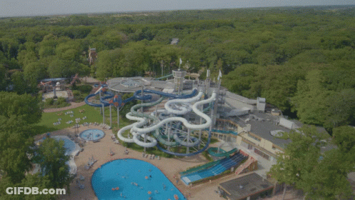 Water Park Aerial View Of Slides GIF