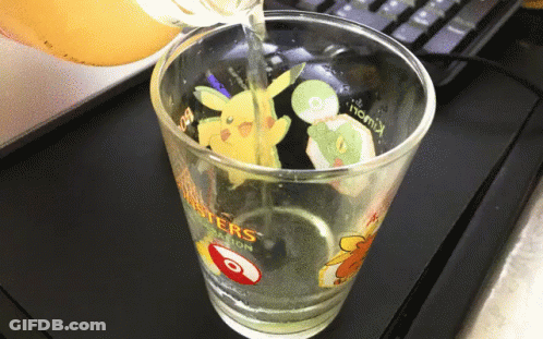 Water Poured Into Glass Saying Monsters GIF