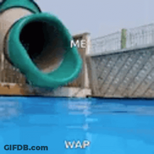 Water Slide Into Swimming Pool GIF