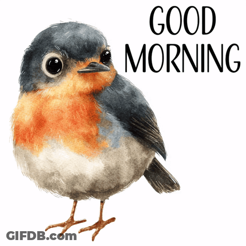 Watercolor Bird Saying Good Morning GIF