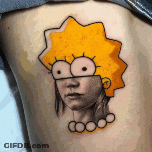 Watercolor Cartoon Tattoo GIF