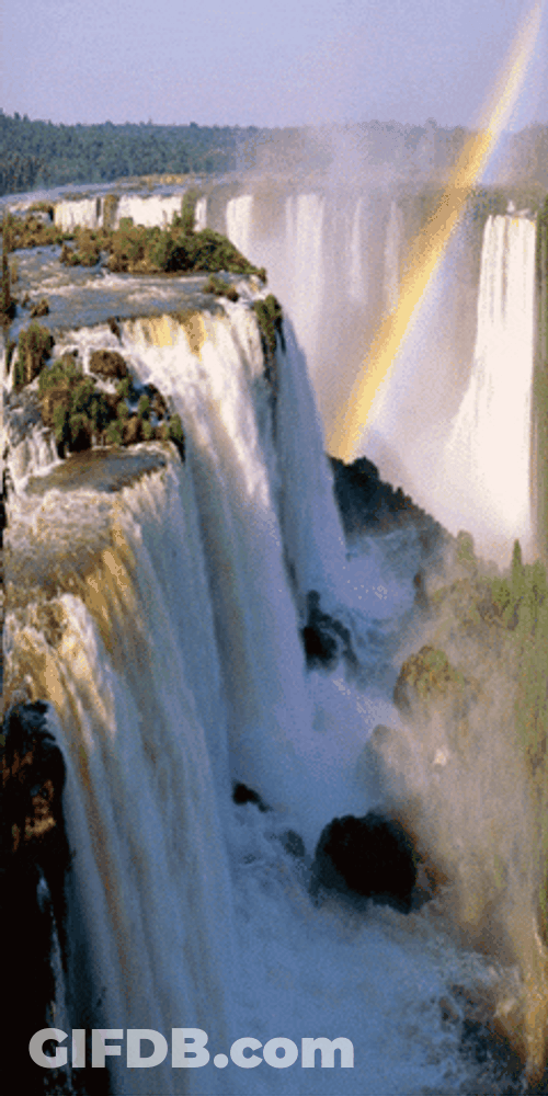 Waterfall Aesthetic Nature View Rainbow GIF