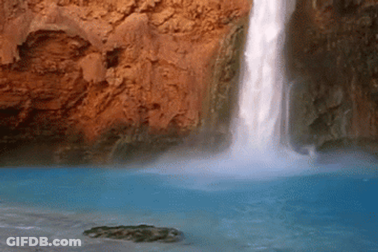 Waterfall Blue Waters Spring Nature Loop GIF