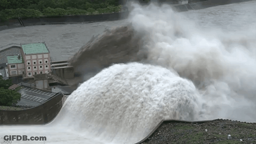 Waterfall Dam Overflow Flood Typhoon GIF