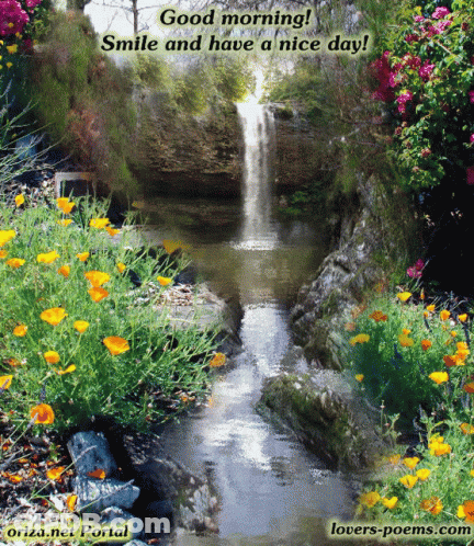 Waterfall Good Morning Smile And Nice Day GIF