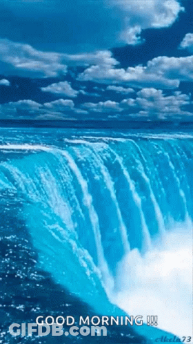 Waterfall In Ocean Saying Good Morning GIF