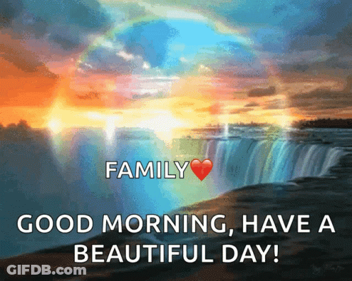 Waterfall Painting With Family Good Morning GIF