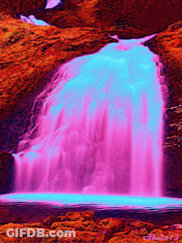 Waterfall Painting With Number 73 GIF