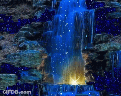 Waterfall Painting With Star GIF