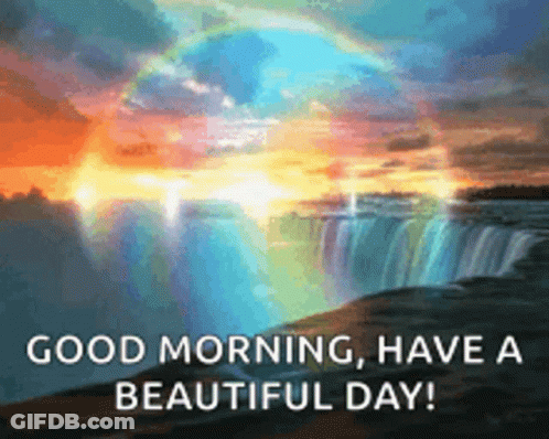 Waterfall Rainbow Good Morning GIF
