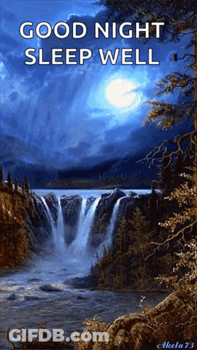 Waterfall Saying Good Night Sleep Well GIF