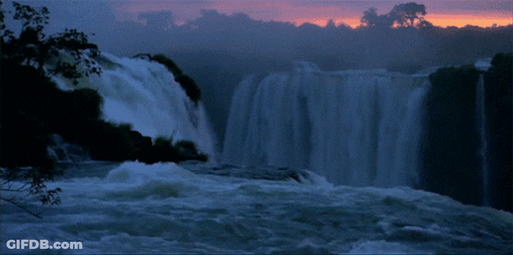 Waterfall Speed Current Sunset Mountain GIF