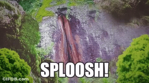 Waterfall Surrounded By Trees With Sploosh GIF